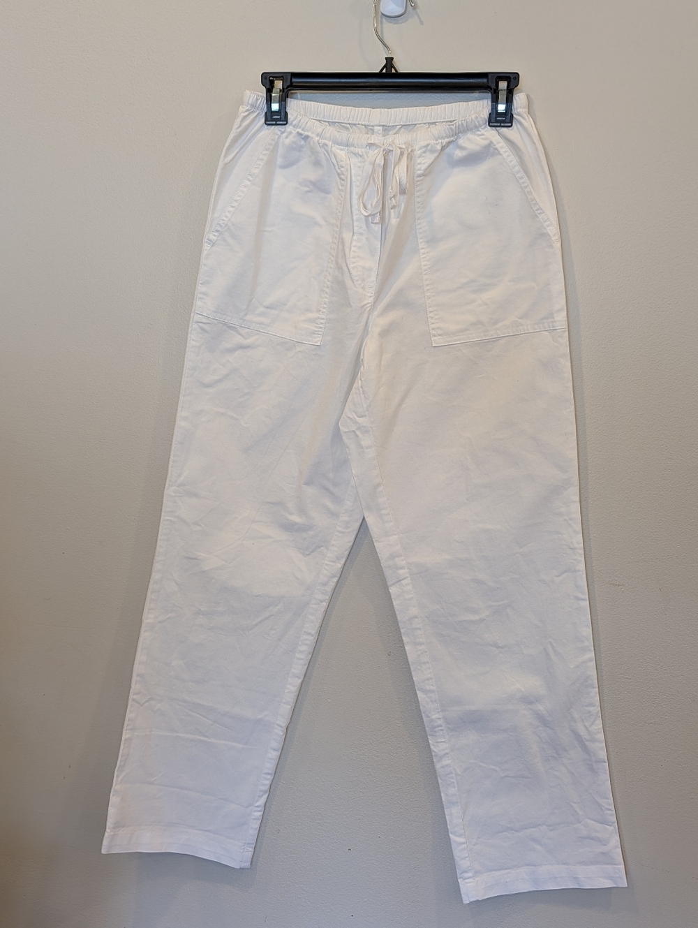 LL Bean Women's XS White Cotton Drawstring Waist Pants Classic Fit Casual
